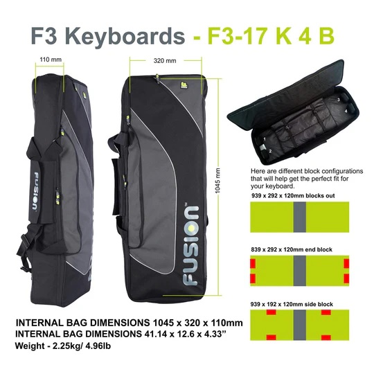 Fusion Keyboardtasche schwarz/grau, Innenmaße: 104,5 x 32 x 11 cm