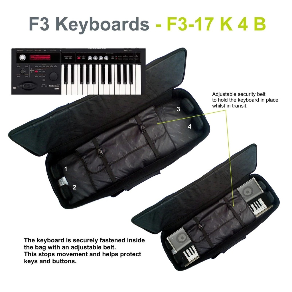 Fusion Keyboardtasche schwarz/grau, Innenmaße: 104,5 x 32 x 11 cm