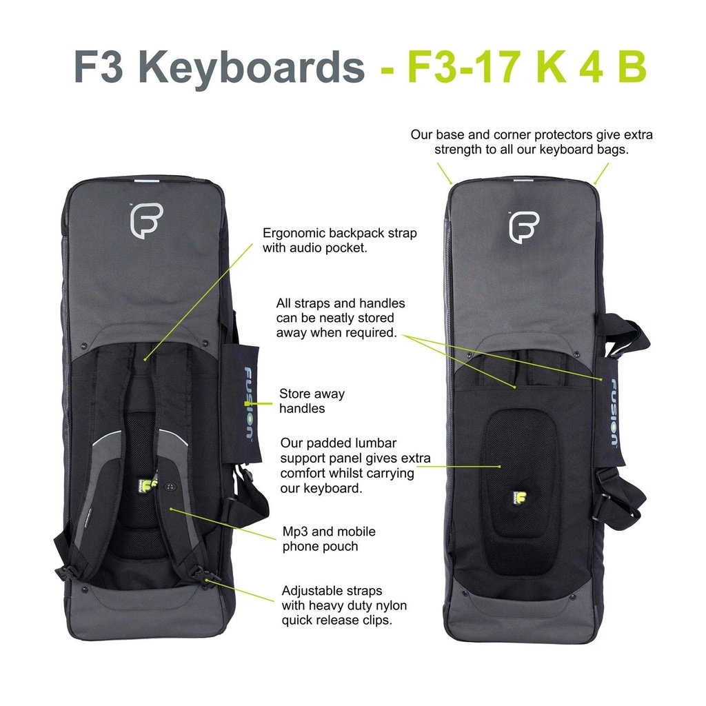 Fusion Keyboardtasche schwarz/grau, Innenmaße: 104,5 x 32 x 11 cm
