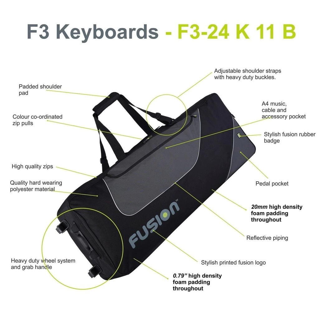 Fusion Keyboardtasche, schwarz/grau, Innenmaße: 1270 x 520 x 215 mm