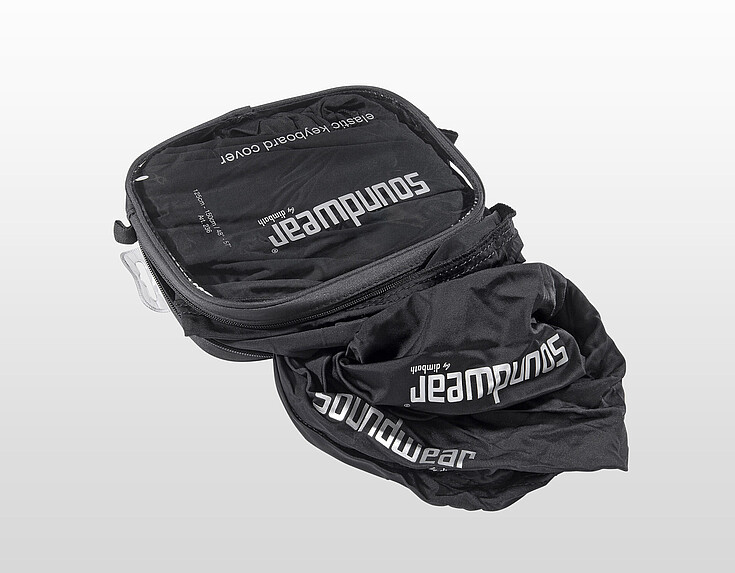 Keyboardabdeckhaube schwarz, 125cm - 150cm, mit Band