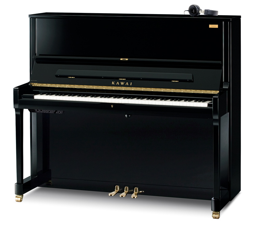 Kawai Piano K-300 mit Resonanzbodenlautsprecher, schwarz poliert