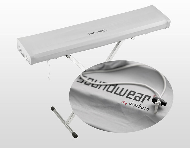 Keyboardabdeckhaube silber, 125cm - 150cm, mit Band
