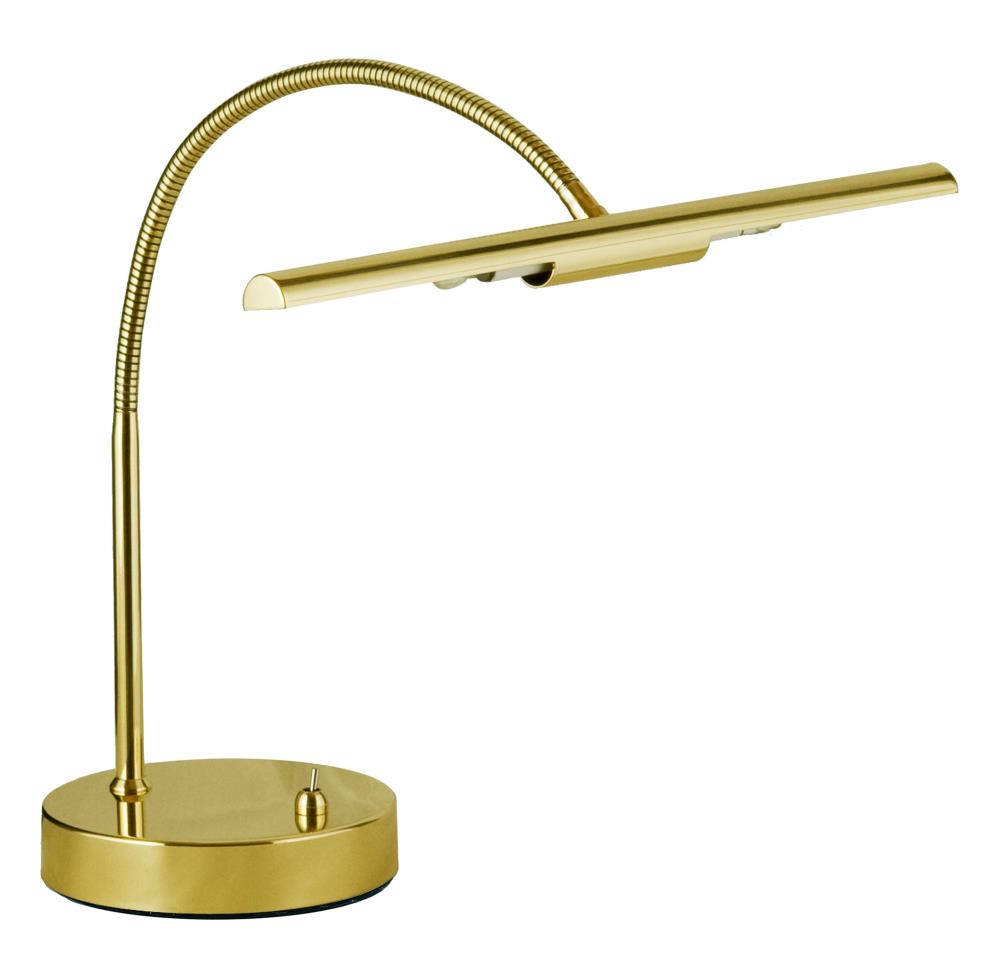 Pianoleuchte mit Flexarm, Messing poliert, LED