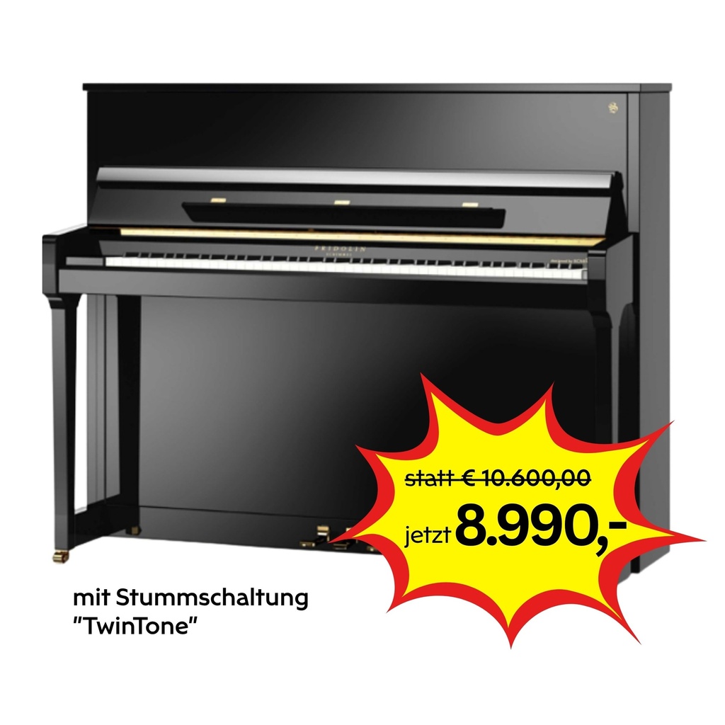 Fridolin Schimmel Piano F121, schwarz poliert