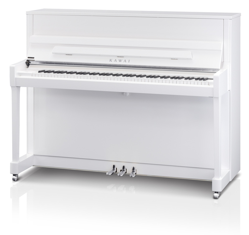 Kawai Piano K-200 mit Stummschaltung ATX-4, weiß poliert Chrom