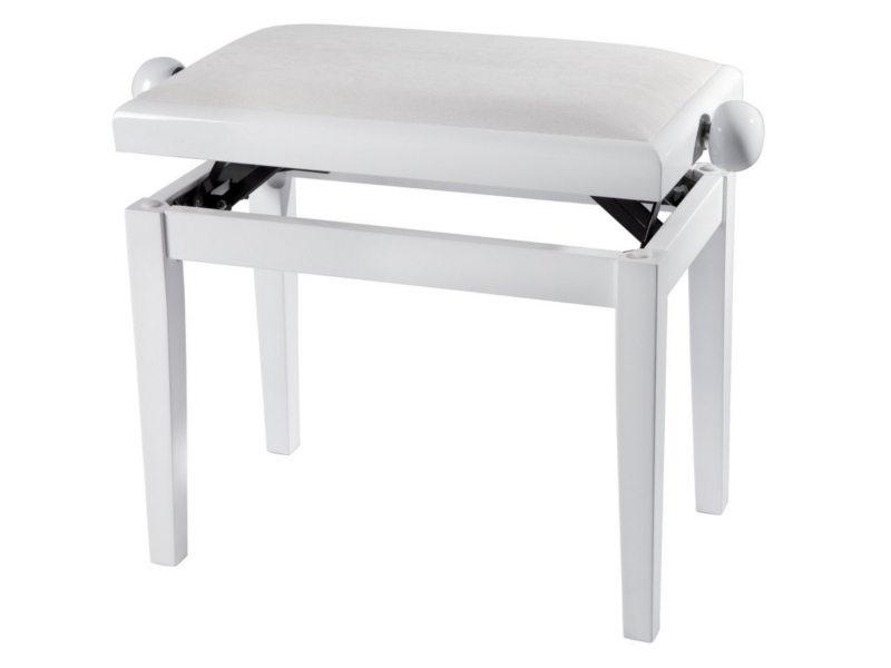 Klavierbank weiß poliert, höhenverstellbar