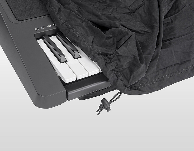 Keyboardabdeckhaube schwarz, 125cm - 150cm, mit Band